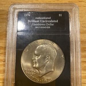 Authenticated Brilliant Uncirculted 1976 Eisenhower $1